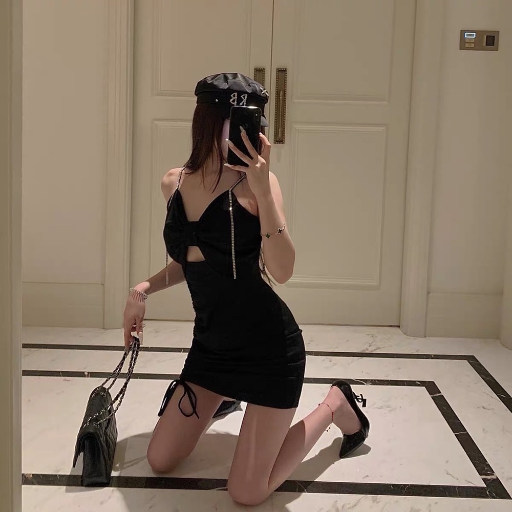 Cute black dress with silver straps